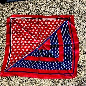 Imani Uomo Red and Blue Floral Patterned Scarf / pocket square. 100% silk.